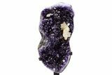 Amethyst Geode w/ Calcite on Metal Stand - Uruguay #306884-1